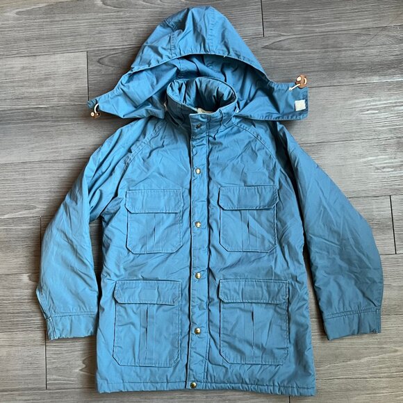 Vtg 80s Woolrich Women’s Coat Parka Detachable Hood Blue Winter USA Size M - Picture 1 of 6